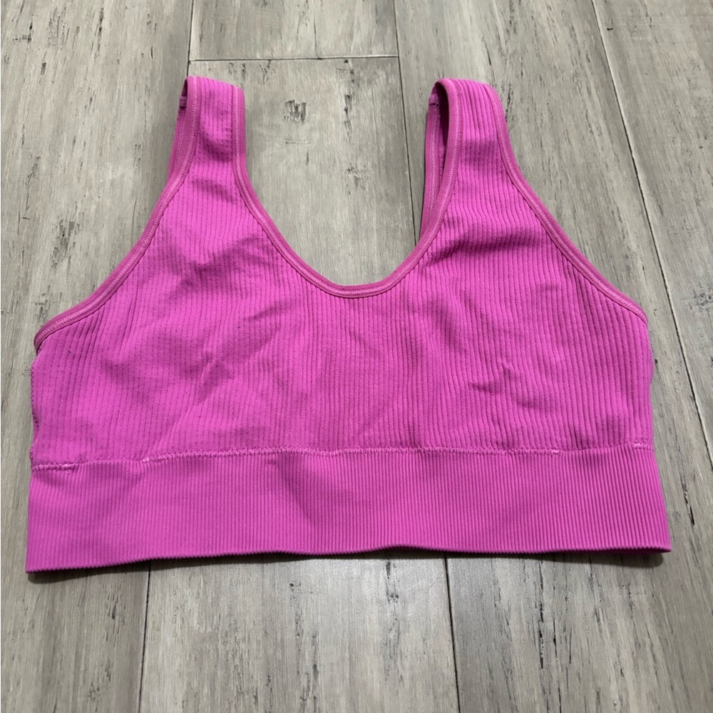Aerie Pink Ribbed Medium Women's Sports Bra
